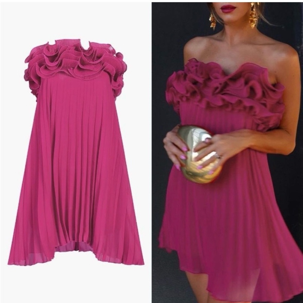 Commense Strapless Red Dress